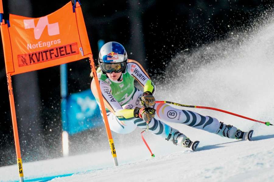 Emma Aucher bei ihrem ersten Weltcup-Sieg in Kvitfjell.