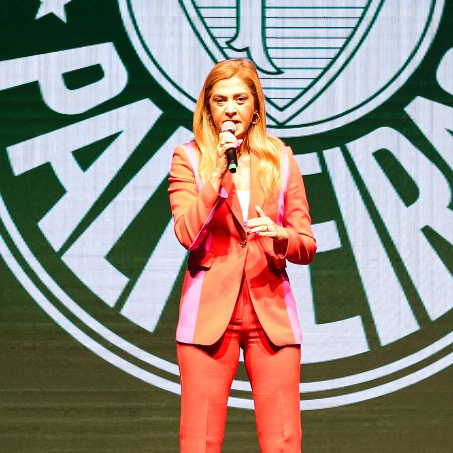 Leila Pereira na apresentação da Sportingbet como nova patrocinadora do Palmeiras