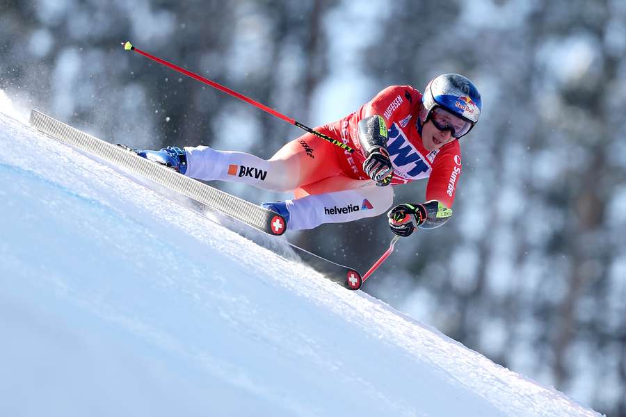 Marco Odermatt skis the Birds of Prey racecourse during the FIS Alpine Ski World Cup Men's Super G race in Beaver Creek on December 4th.