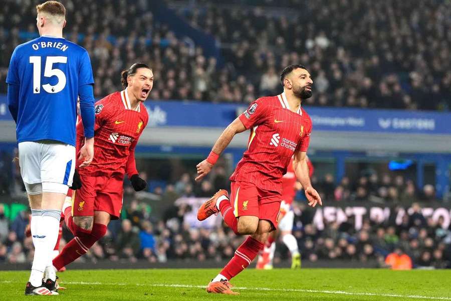 Salah marcou quando tinha atuação apagada no Goodison Park