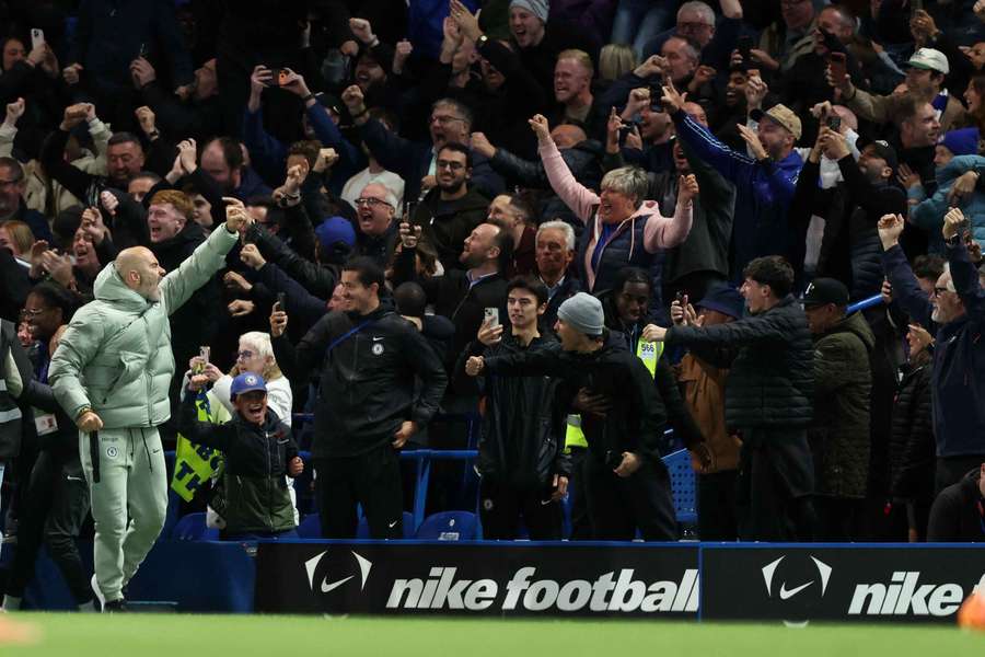 Maresca celebrates Chelsea's winner against Liverpool