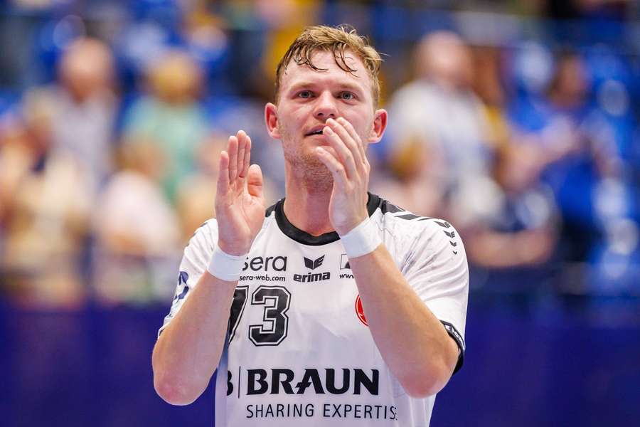 Melsungen-Nationalspieler Timo Kastening feiert den Einzug in die European League-Gruppenphase.