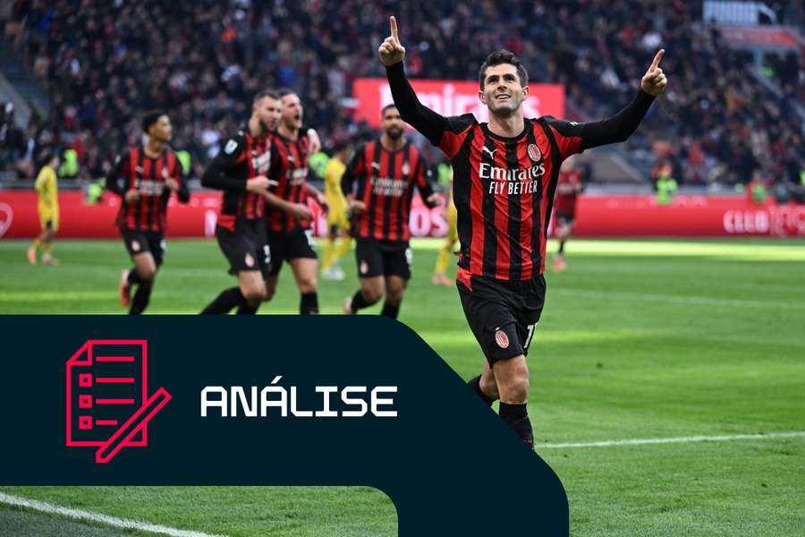 Christian Pulisic celebra um golo pelo AC Milan frente ao Hellas Verona