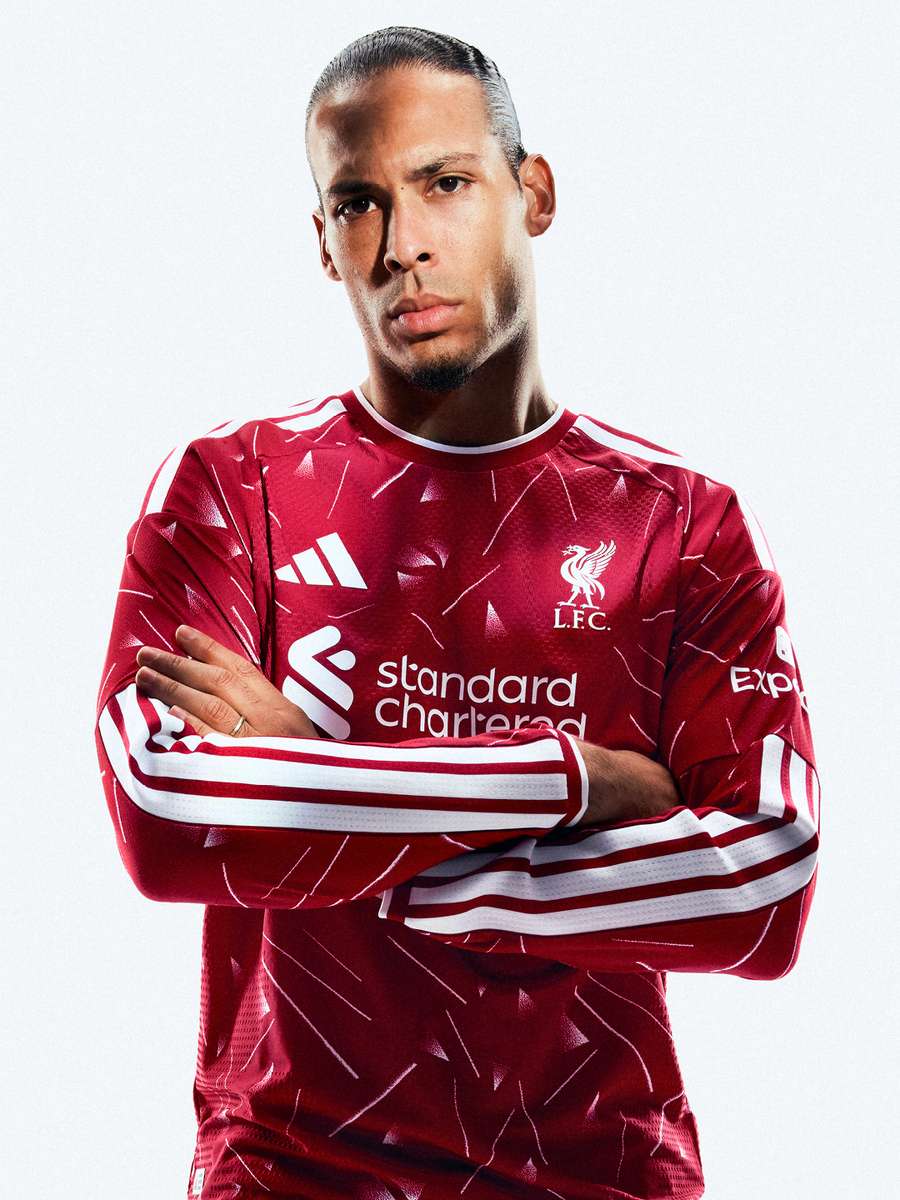 Virgil van Dijk models Liverpool's 2026/27 home kit Virgil van Dijk models Liverpool's 2026/27 home kit