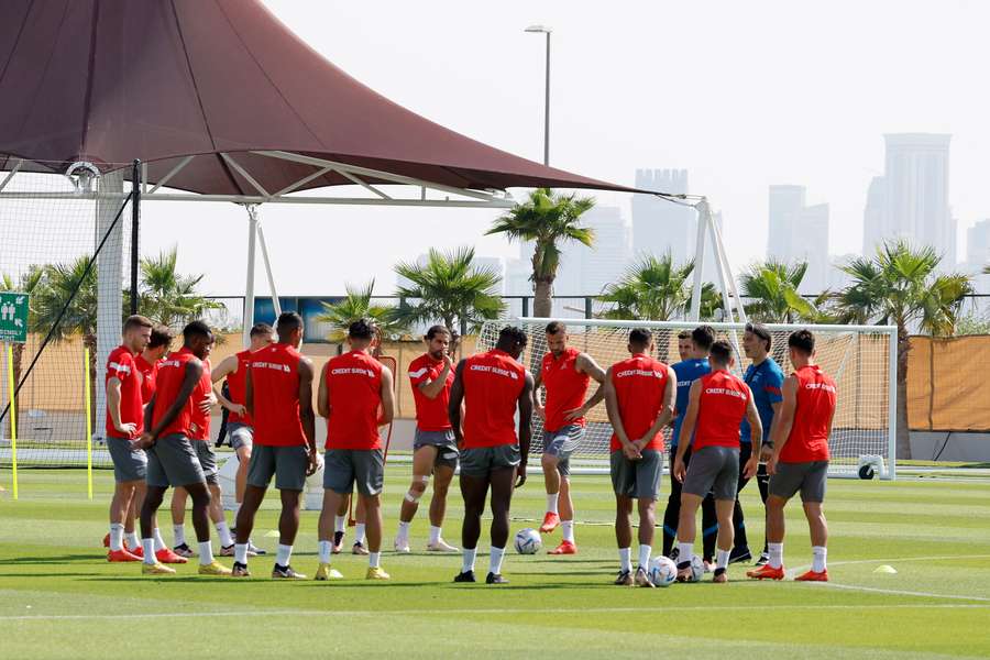 Switzerland in training ahead of their opening World Cup game against Cameroon