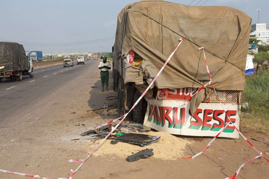 The truck that was hit by the car Joshua was in The truck that was hit by the car Joshua was in