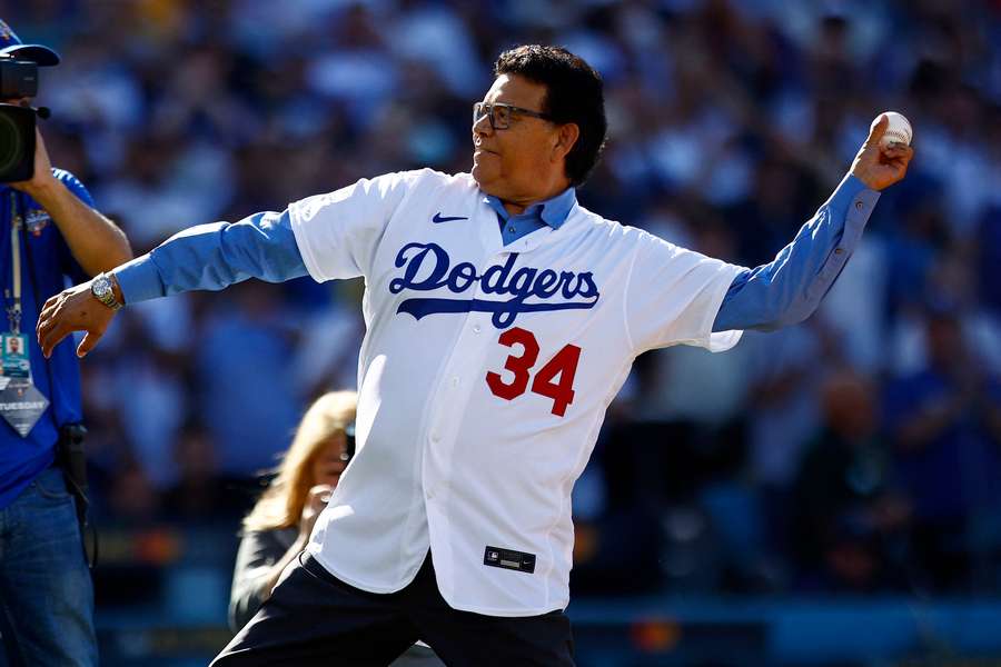 Fernando Valenzuela, con su mítico 34 de los Dodgers