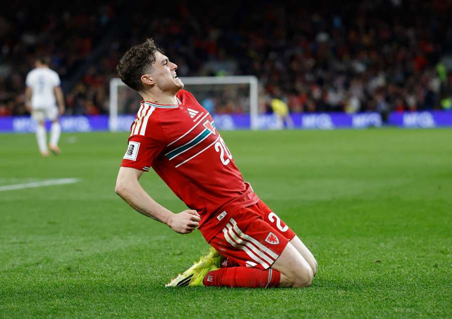 Dan James celebrates goal