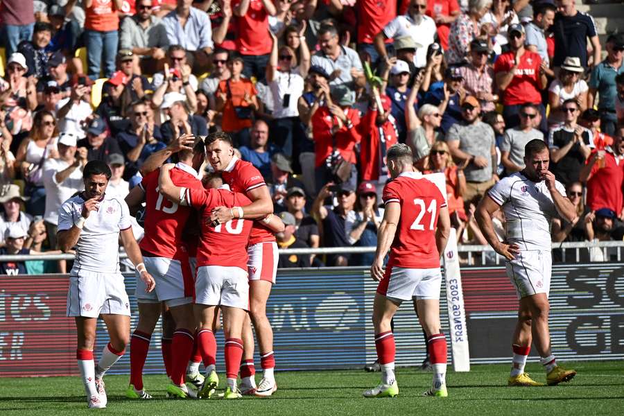 Wales' players celebrate