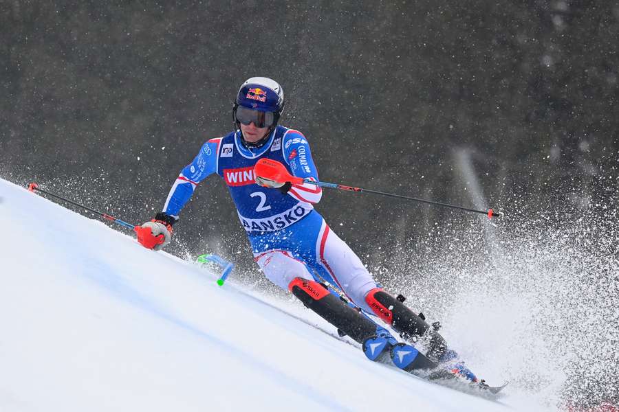 Fransman Clement Noel in actie in de eerste run in Bansko