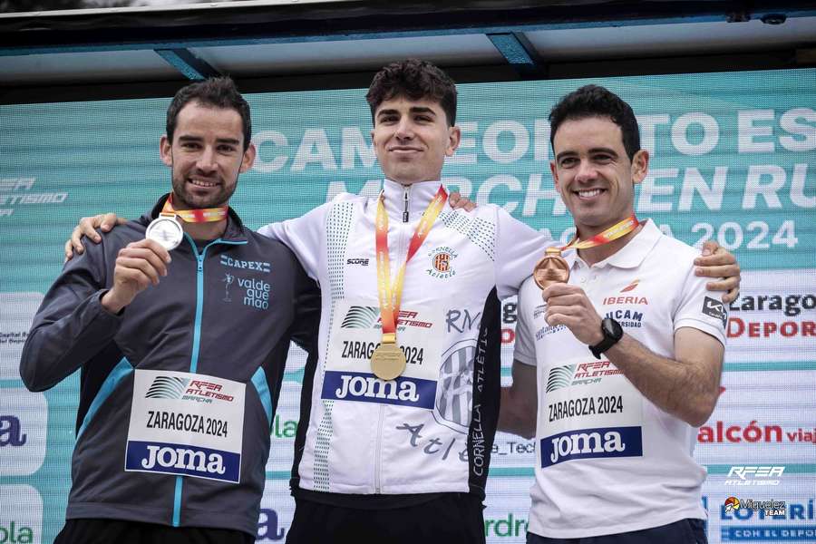 El podio del campeonato de España absoluto de marcha en ruta