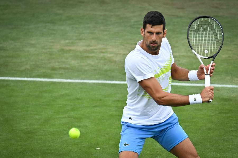 Djokovic is in action on the opening day of Wimbledon