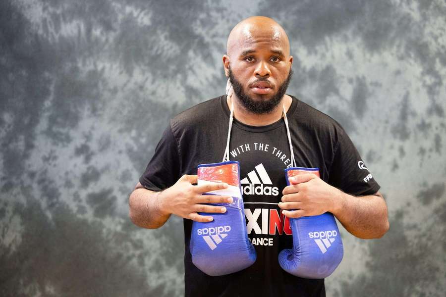 Djamili Aboudou tijdens een training van het Franse olympische boksteam in april