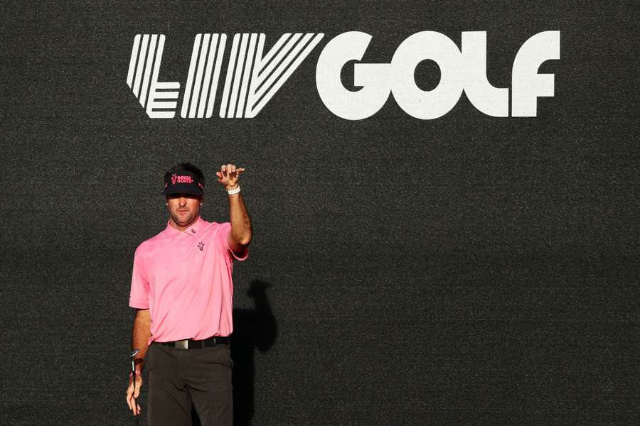 Bubba Watson looks over the 16th green during the third day of the LIV Golf Invitational in Miami last month