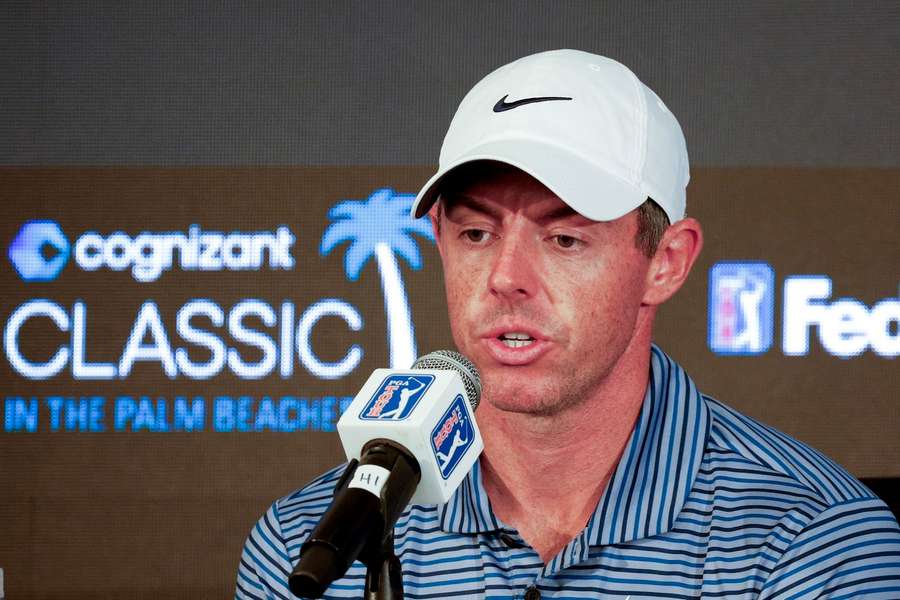 Rory McIlroy of Northern Ireland speaks to the media prior to The Cognizant Classic in The Palm Beaches at PGA National Resort And Spa