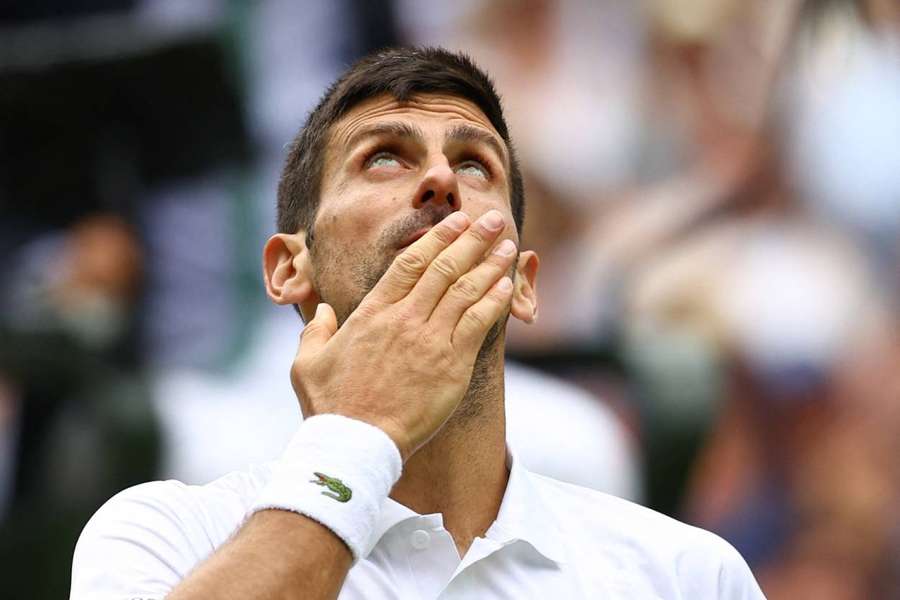 Djokovic celebrates after reaching his 56th Grand Slam quarter-final