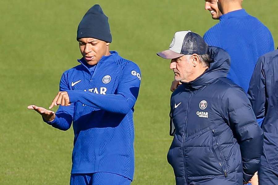 Cristophe Galtier con Kylian Mbappe
