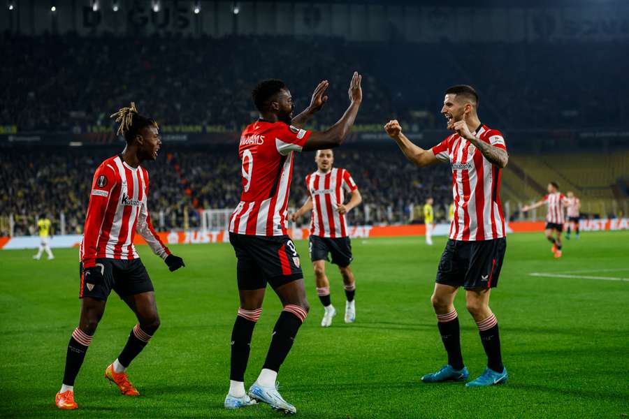 El Athletic celebra un gol de Iñaki Williams