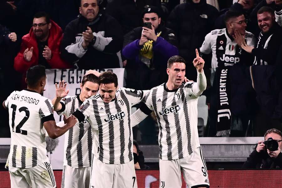 La festa dei giocatori della Juventus