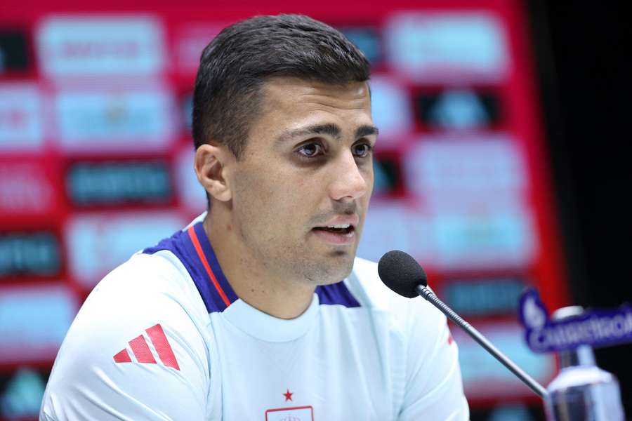 Rodri face à la presse ce samedi.