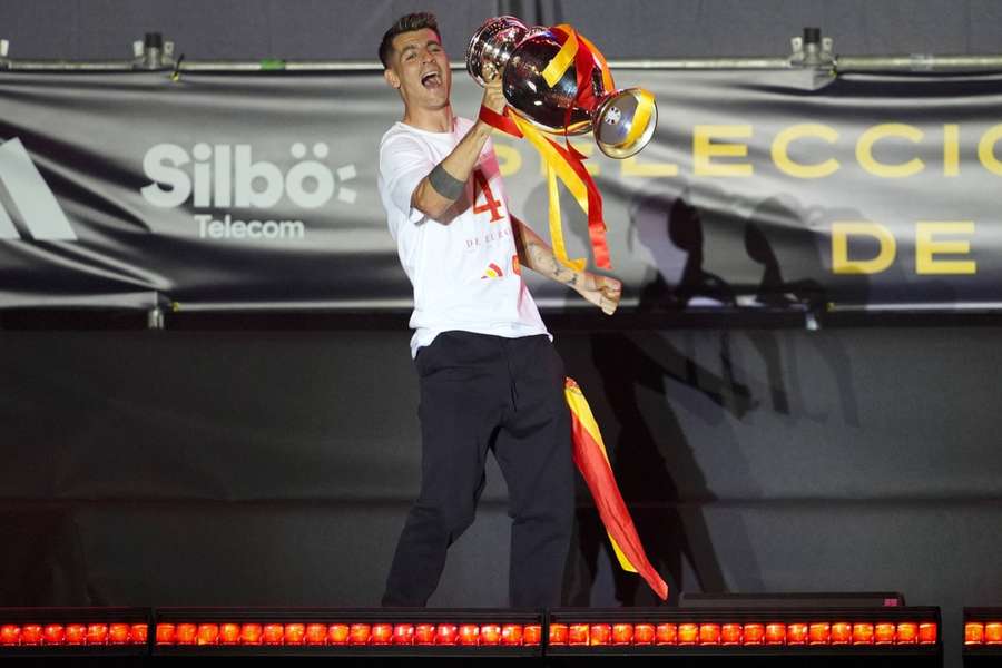 Morata, en la celebración de la cuarta Eurocopa de España