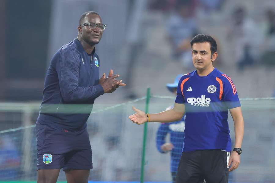 Daren Sammy, head coach of West Indies, with Gautam Gambhir, head coach of India Daren Sammy, head coach of West Indies, with Gautam Gambhir, head coach of India