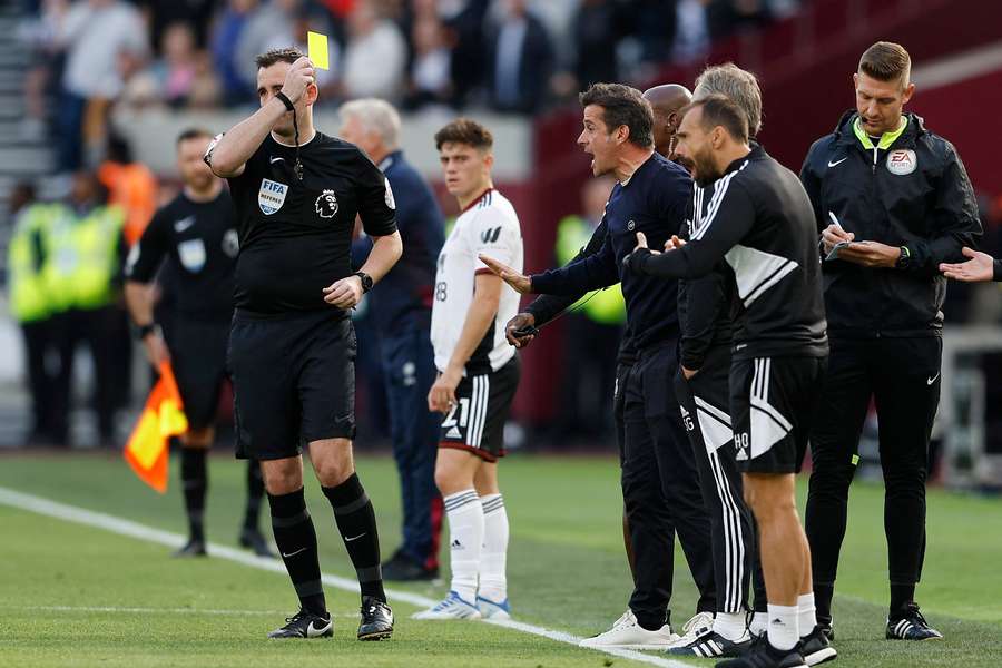 Marco Silva was booked on the touchline for his protestations