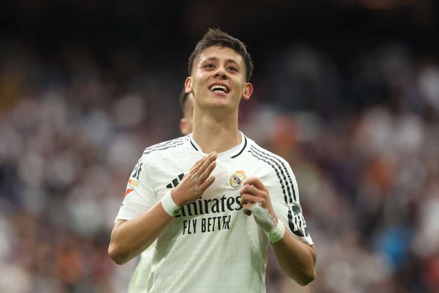 Arda Güler celebra un gol con el Real Madrid
