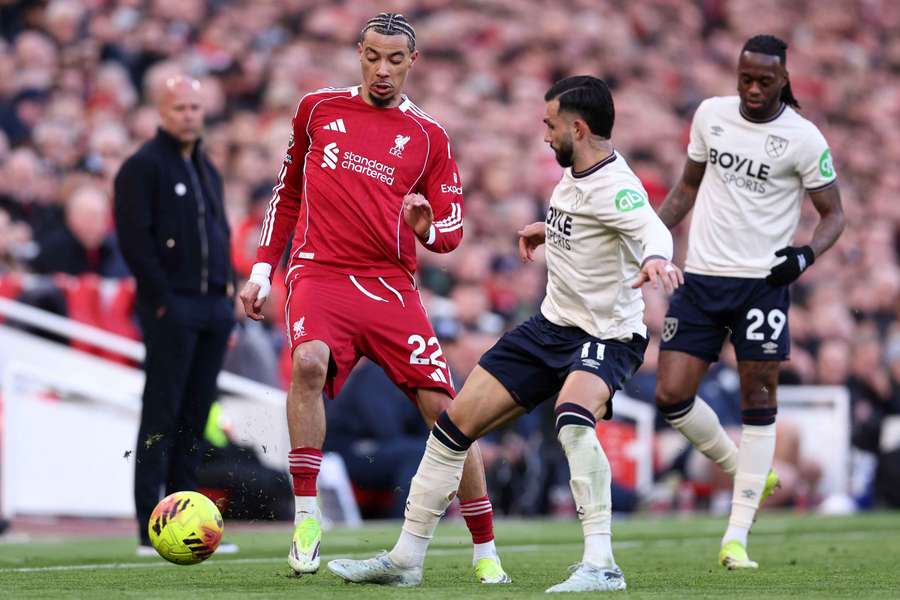 Liverpool's Hugo Ekitike in action