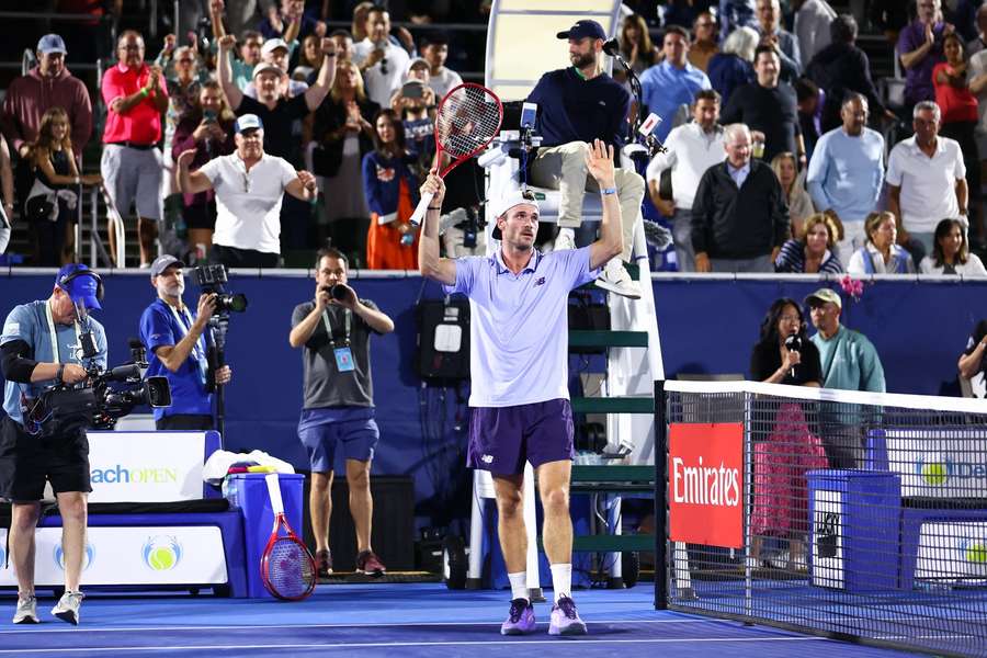 Tommy Paul celebrates his win