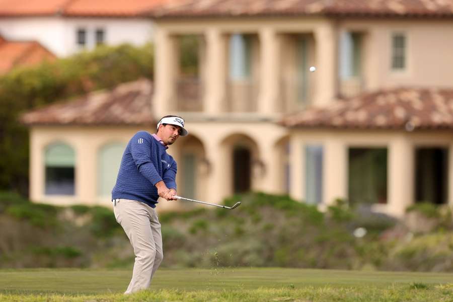 Lebioda plays the 16th hole at the Pebble Beach Pro-Am