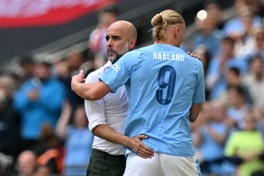 Pep Guardiola avec Erling Haaland.