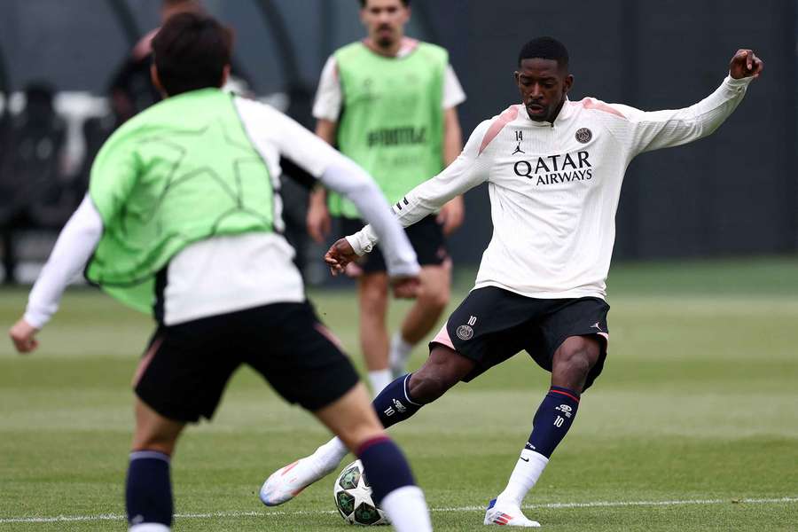 Dembélé à l'entraînement ce mercredi.