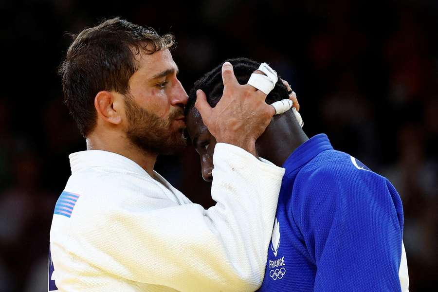 Hidayat Heydarov of Azerbaijan and Joan-Benjamin Gaba of France after their bout