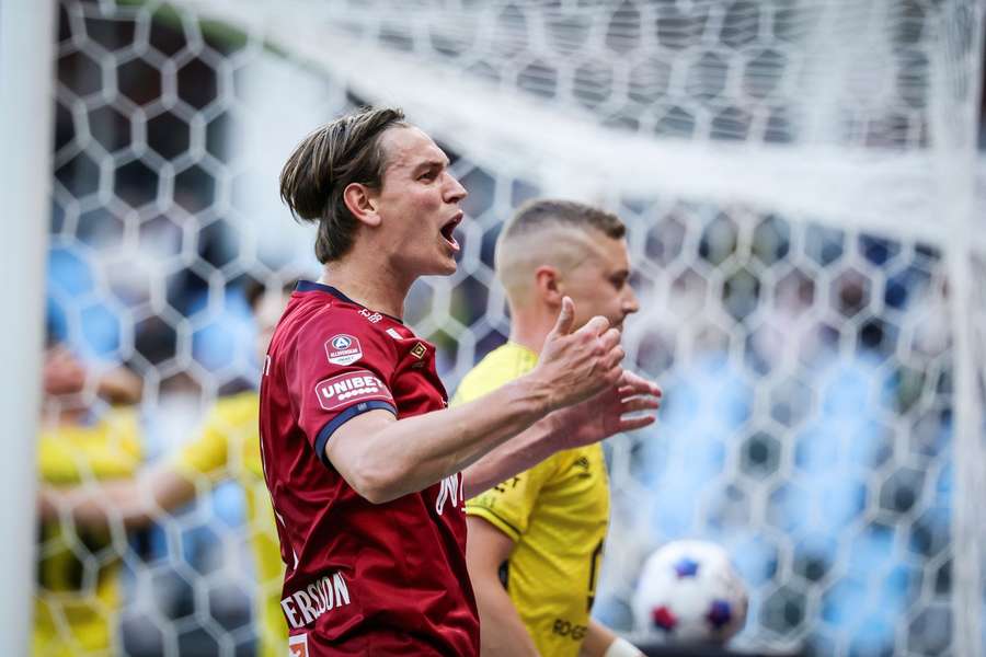 Noah Christoffersson celebrates his equaliser for OIS