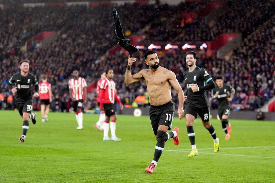 Salah sărbătorește după ce a marcat împotriva lui Southampton