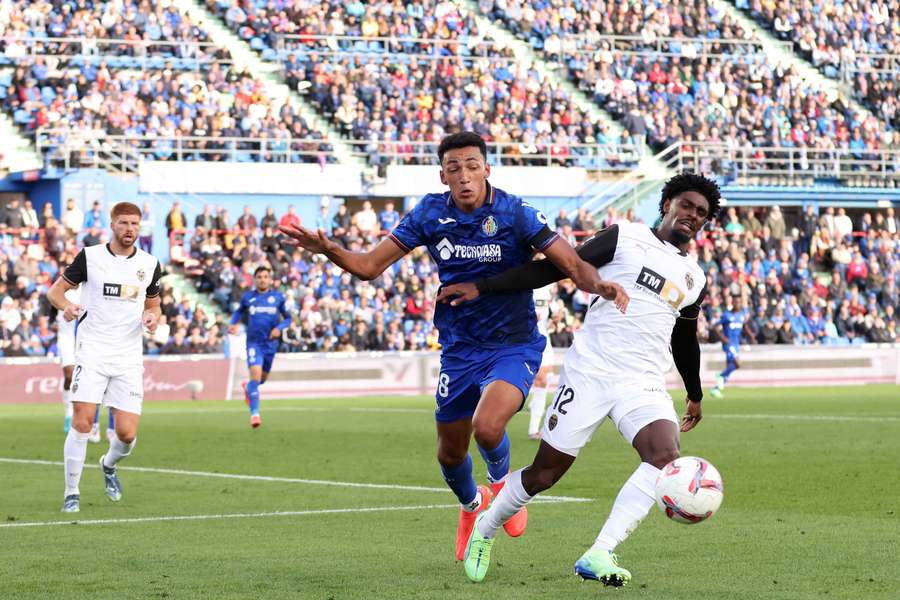 Thierry Correia, en un lance del partido ante el Getafe