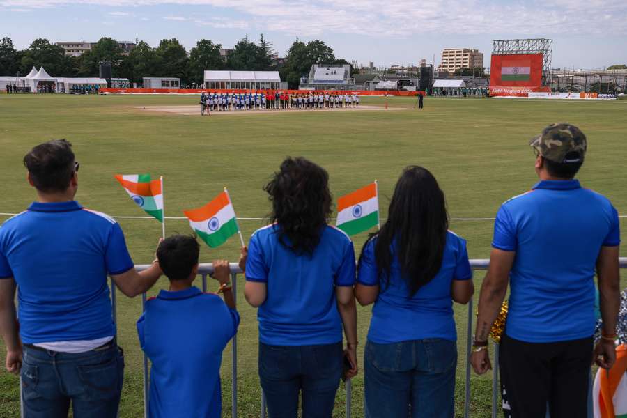 Indian supporters view the Asian Games women's final between India and Sri Lanka. Indian supporters view the Asian Games women's final between India and Sri Lanka.