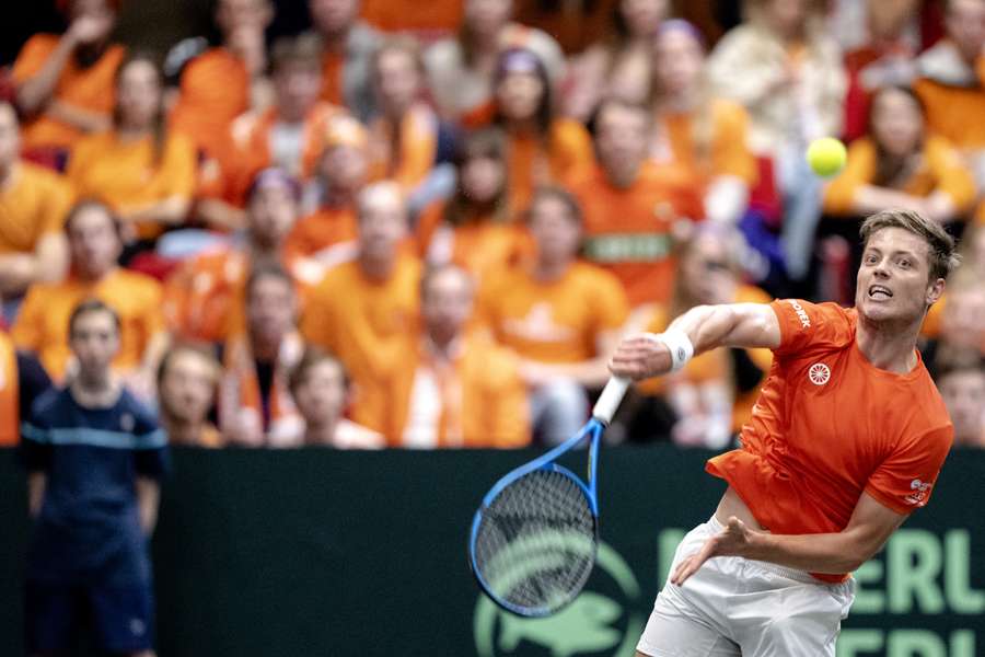 Tim van Rijthoven tijdens de Davis Cup Finals, februari 2023