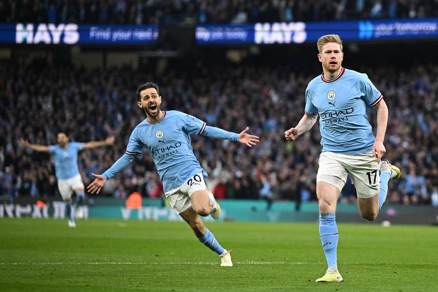 Kevin De Bruyne played a part in City's first three goals against their title rivals