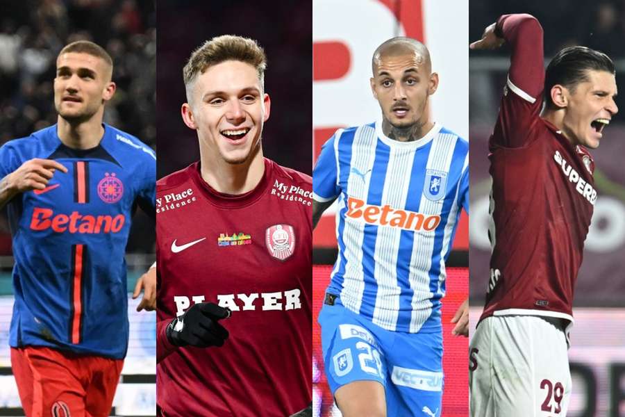 Daniel Bîrligea (FCSB), Louis Munteanu (CFR Cluj), Alex Mitriță (Univ Craiova) și Alex Dobre (Rapid)