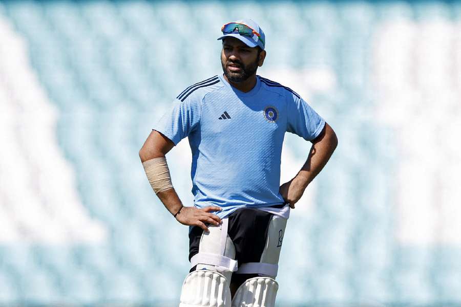 Indian captain Rohit Sharma during practice
