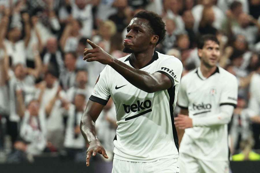 Besiktas' Ernest Poku celebrates scoring their fourth goal Besiktas' Ernest Poku celebrates scoring their fourth goal