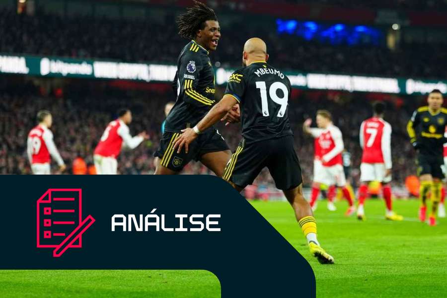 Patrick Dorgu festeja o golo com Mbeumo Patrick Dorgu festeja o golo com Mbeumo