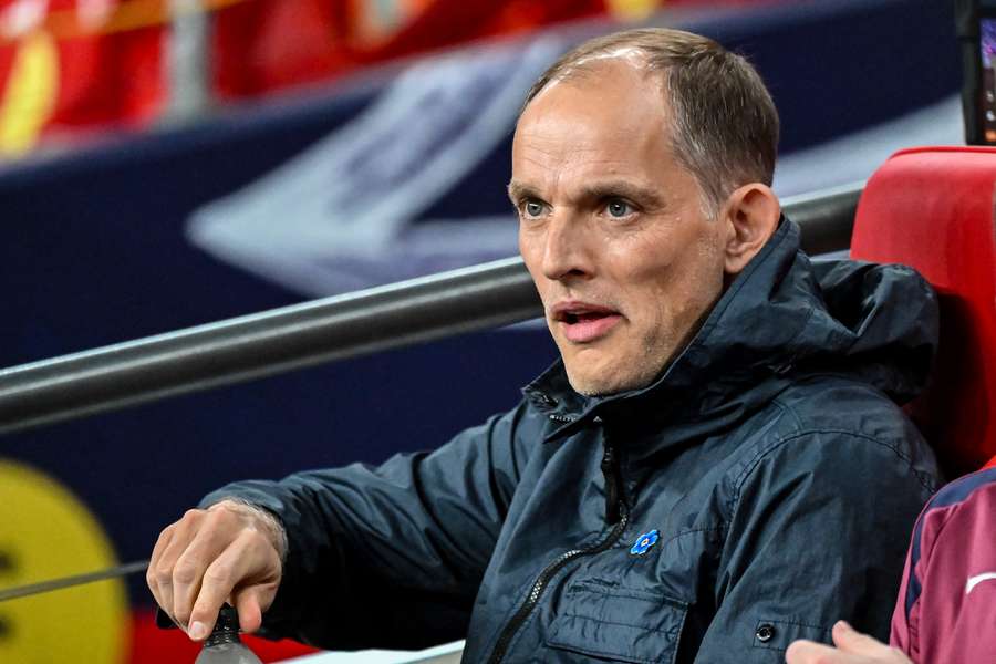Thomas Tuchel looks on during England's win over Wales at Wembley on Thursday