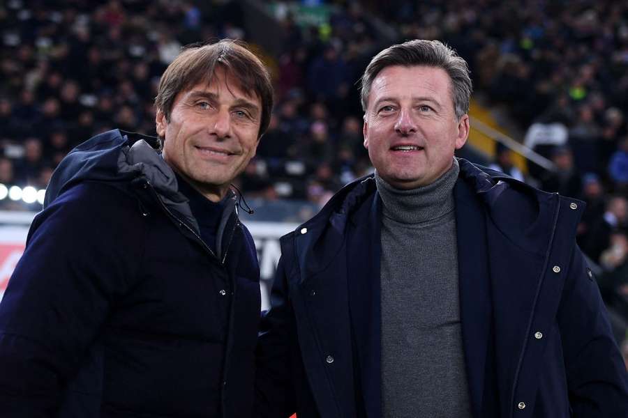 Antonio Conte i Kosta Runjaic przed meczem Udinese z Napoli