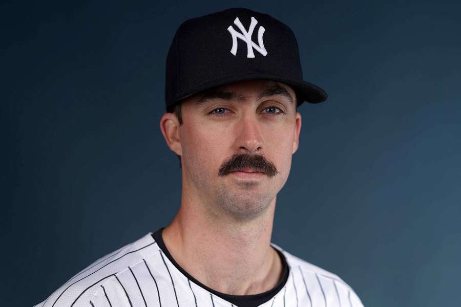 Braden Shewmake posing during the New York Yankees' photo day.