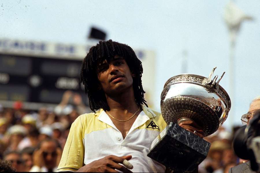 Yannick Noah quando vinse il Roland Garros nel 1983