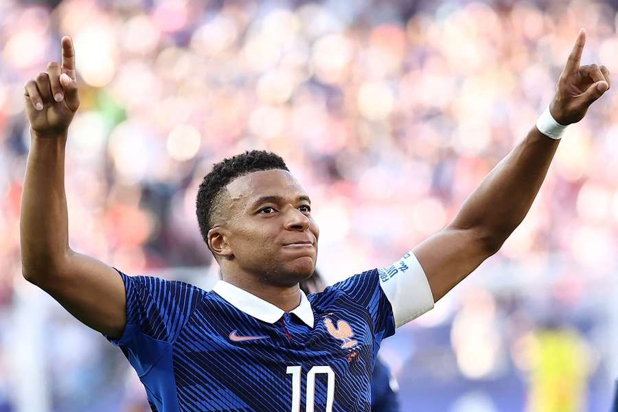 Kylian Mbappe celebrates after giving France the lead from the penalty spot Kylian Mbappe celebrates after giving France the lead from the penalty spot