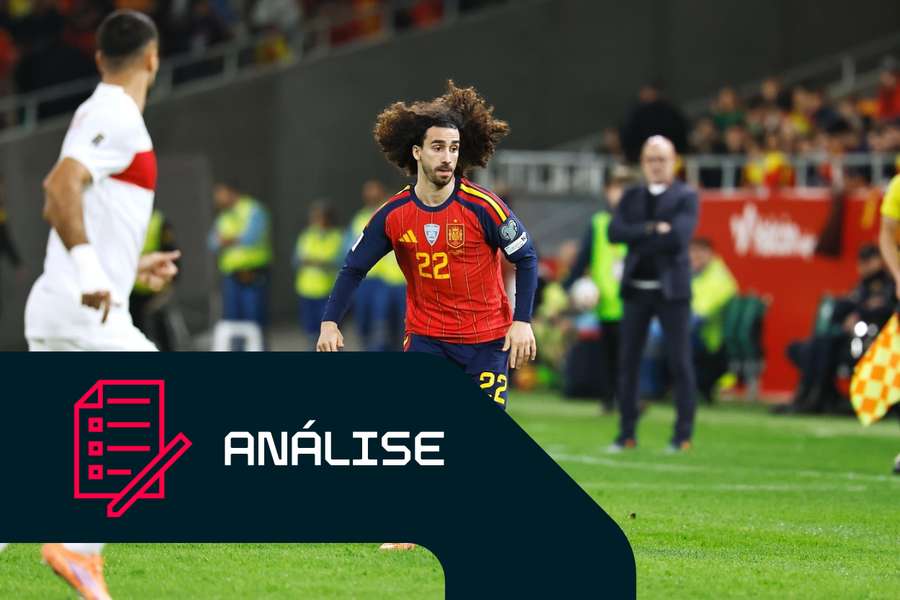 Marc Cucurella, de Espanha, durante o jogo frente à Turquia